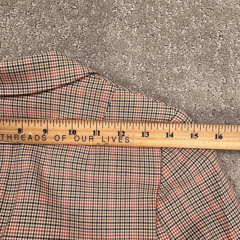 Banana Republic Blazer Womens 2 Tall Brown Plaid Excellent Houndstooth Classic